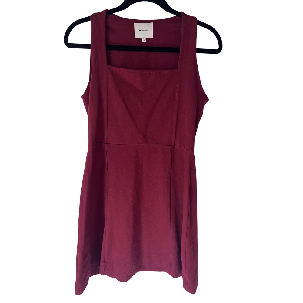 Reformation Rai Organic Cotton Square Neck Sleeveless Mini Dress Medium